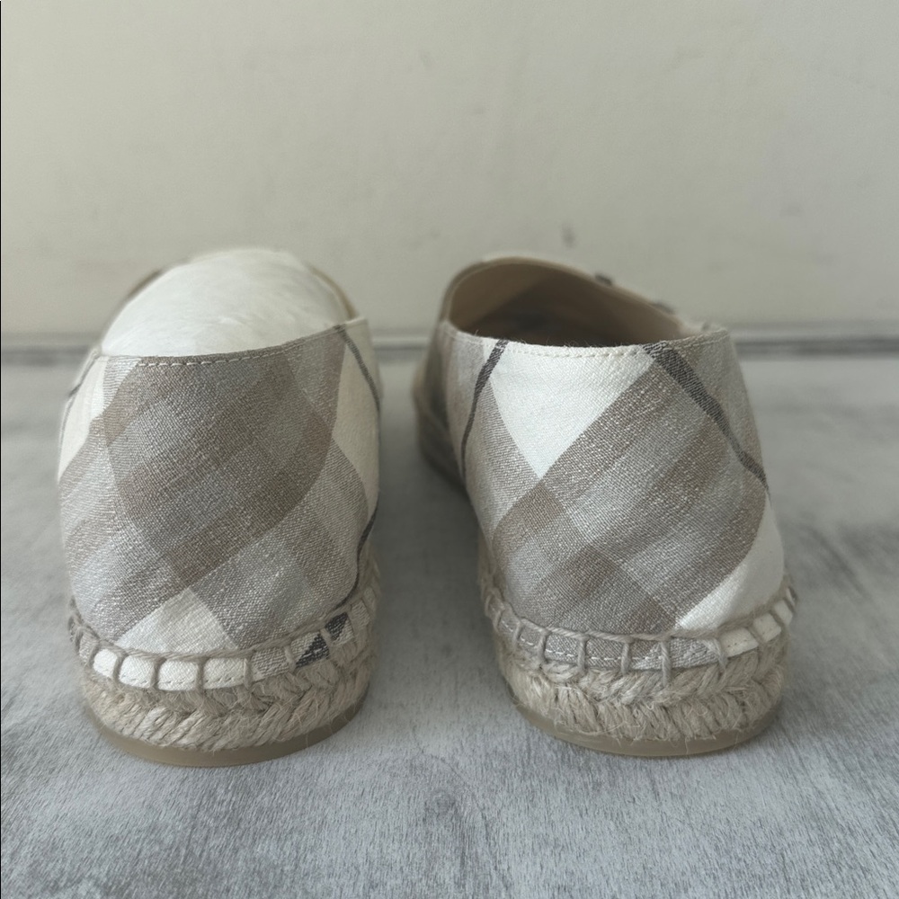 Burberry Mews Check Espadrille Flat Women Cotton Ip Check Grey Beige 9US / 39EU - Picture 12 of 13